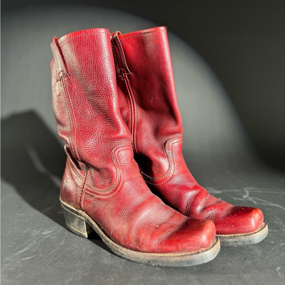 Vintage Frye Campus Boots RED Leather